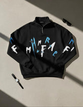 Zipper mockneck Embossed printed Sweat Shirt