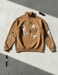 Zipper mockneck Embossed printed Sweat Shirt