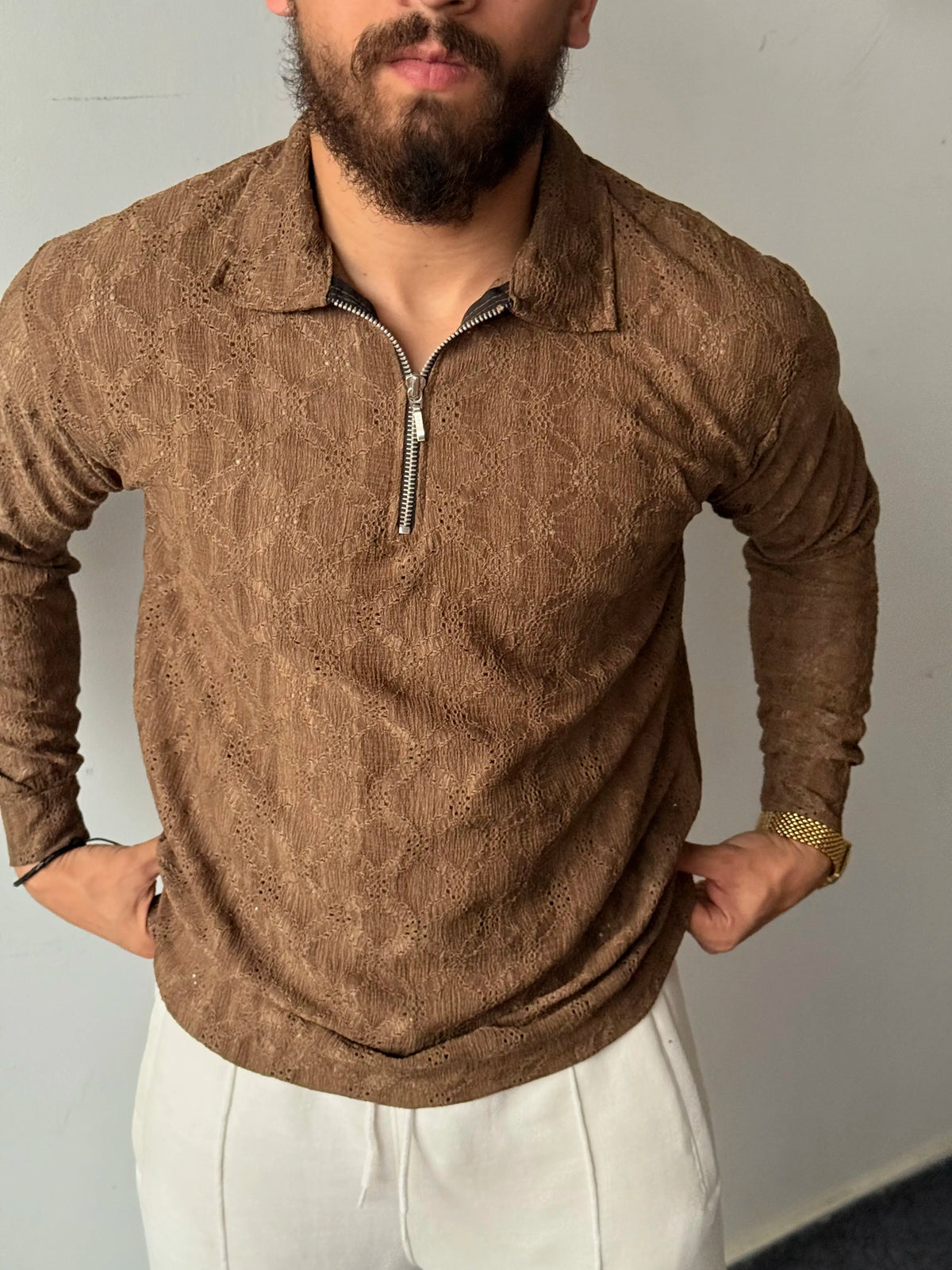 knitted texture polo